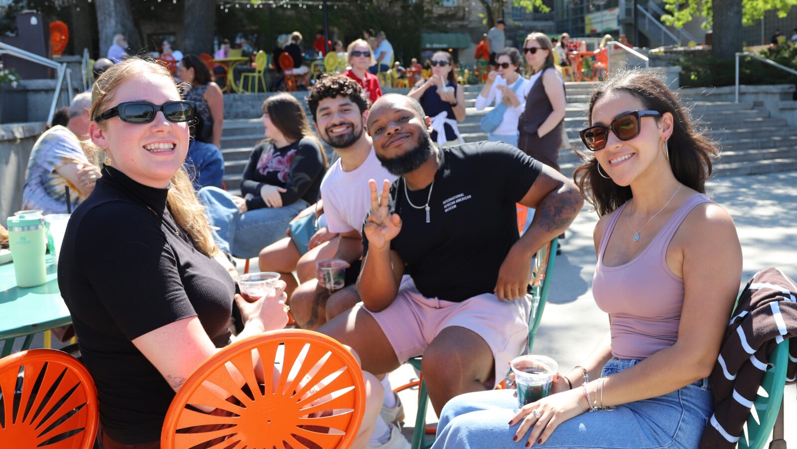 Students enjoying the Memorial Union Terrace