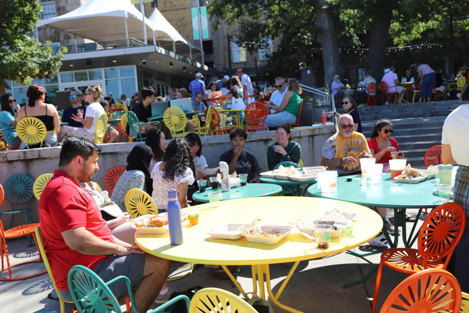Students enjoying the Memorial Union Terrace