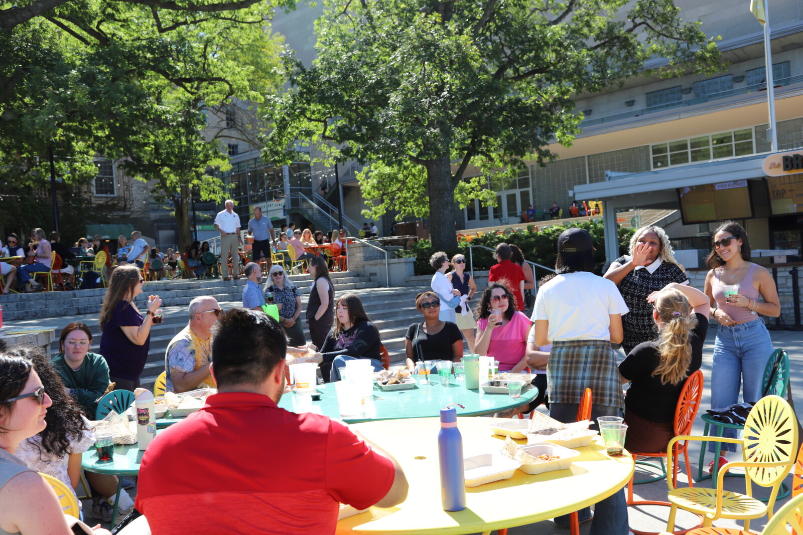Students enjoying the Memorial Union Terrace