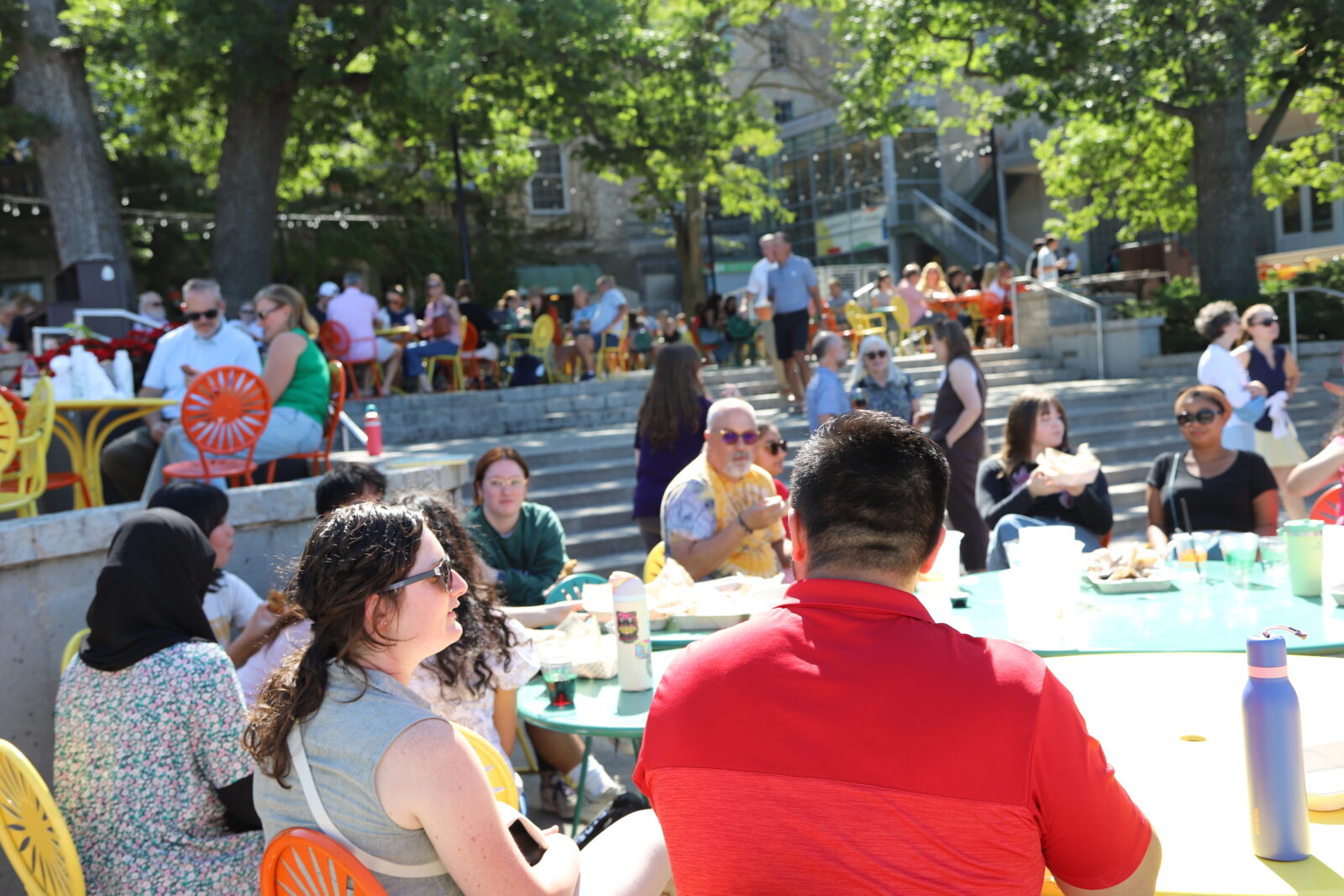 Students enjoying the Memorial Union Terrace